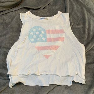 Wildfox White Americana Heart Tank